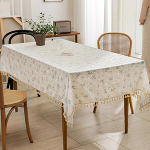 Daisy <b>Tablecloth</b> Rectangle Printed Plants And Flowers Cotton Trim Washable Home Use - Product Image 1