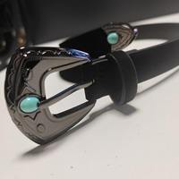 Ceinture pour femme en cuir PU de style western vintage turquoise avec boucle à ardillon en alliage. Vente directe d'usine