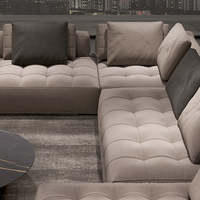 Ensemble de canapés de bureau en cuir courbé de style nordique, en cuir de vachette première couche, style italien, luxe léger, moderne, modulaire, haut de gamme, élégant