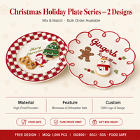 Assiettes et tasses en porcelaine écologiques de 8 pouces, série Noël personnalisée, modernes et durables, cadeaux d'affaires LOMATO, logo personnalisé