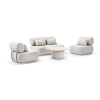 Ensemble de salon d'extérieur 4 places couleur personnalisée avec table basse en aluminium thermolaqué blanc
