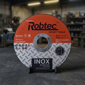 Disque de coupe <span class=keywords><strong>ROBTEC</strong></span> pour métal INOX 115x1.9x22.2mm, disques de coupe en résine T41 - Product Image 1