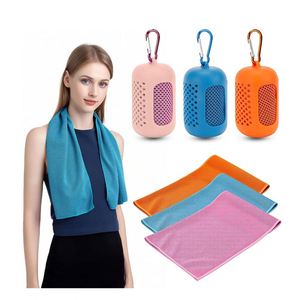 Customization Quick Dry Fitness Ice Sweat Absorbing Solid Color Printable Ice Microfiber <b>Cooling</b> Towel with Silicone <b>Bag</b> - Product Image 1