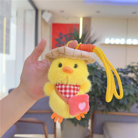 Porte-clés en peluche canard jaune 3D mignon, mini jouet en peluche doux, breloque de sac, pendentif de sac à main, accessoire à suspendre pour sac à dos, cadeau