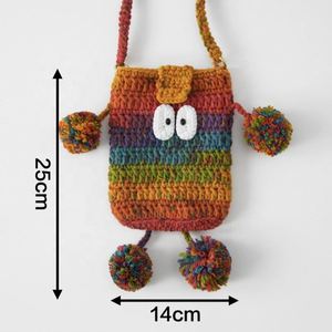 Handmade Parent-Child Crossbody <b>Bag</b> Small Monster Crochet Phone <b>Bag</b> for <b>Easter</b> TikTok Internet Celebrity Style Artificial Design - Product Image 3