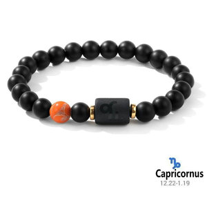 Pulsera del zodiaco 8mm Real Natural negro ónix piedra pulseras con cuentas Unisex estrella signo horóscopo piedras preciosas joyería regalos amistad - Product Image 3