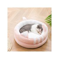 Canapé-lit mignon en forme de tigre, gris, en peluche avec boule, peluche courte, lit grotte pour maison, pour chat, chien, prêt à l'emploi, avec jouet, livraison gratuite