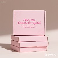 Boîte d'expédition rigide en carton ondulé rose haut de gamme avec logo personnalisé, imperméable, pour cosmétiques, avec doublure en éponge