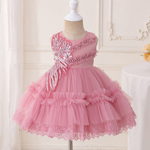 Nouvel été enfants paillettes <span class=keywords><strong>robe</strong></span> de mariée fête porter dentelle fée sans manches filles robes - Product Image 2