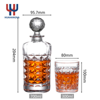 Carafe à whisky en verre transparent avec logo personnalisé pour le bourbon, le vin, les spiritueux, le brandy, dans un coffret cadeau en bois