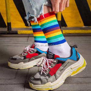 Chaussettes de Skateboard pour Adultes en Coton, Rayures Arc-en-ciel, Tricotées, Respirantes, Décontractées, pour le Quotidien, Gay, <span class=keywords><strong>LGBT</strong></span> - Product Image 2