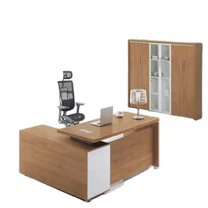 Modern wood L shaped table manager desk executive computer desk boss work writing desk