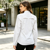 Chemise boutonnée pour femme en nylon blanc 100% premium, respirante, infroissable, décontractée, pour le bureau et l'extérieur, avec logo personnalisé