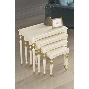 Serie Saray 1a classe MDF e lacca vernice Avant-Garde 4 pezzi nidificazione tavolino Set crema