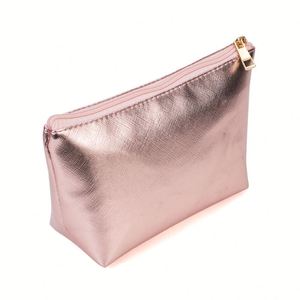 Bolsa de Cosméticos de Piel Sintética Rosa con Cierre y Asa, Redonda, para Viaje, Promocional, con Diseño Liso - Product Image 6