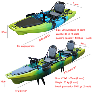 Kayak à pédales modulaire tandem en plastique HDPE à 3 sections, design Viking Hull, pour les rivières, les lacs, la pêche et les excursions - Product Image 3
