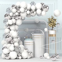 Vente en gros de ballons personnalisés en argent blanc mat, fournitures de décoration pour fête d'anniversaire de mariage, kit d'arche de ballons