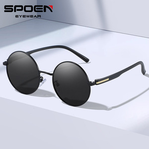 SPOEN <b>Round</b> <b>Sunglasses</b> UV400 Polarized Metal Frame Men Outdoor Retro Style - Product Image 1