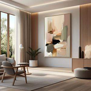 Art mural 3D vertical gris abstrait minimaliste contemporain sur toile pour la décoration de la maison et les galeries - Product Image 6