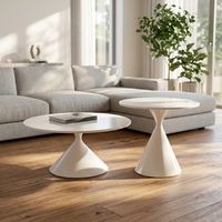 Juego de Mesa de Centro Redonda al por Mayor, Mesa de Centro Simple con Tapa de Mármol para Sala de Estar