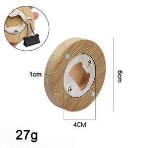 Magnetische Ronde Flesopener Bamboe + Roestvrijstalen Gravable Bamboe Hout + Roestvrijstalen Houten Bieropener Magneet 40G - Product Image 5