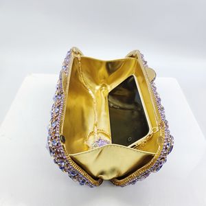 <span class=keywords><strong>Pochette</strong></span> de soirée pour femme avec pierres précieuses violettes rondes, sacs de dîner, sacs à main de mariage en cristal, sacs à main à chaînes en <span class=keywords><strong>strass</strong></span>, <span class=keywords><strong>pochette</strong></span> de bal - Product Image 6