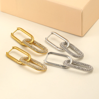 Boucles d'oreilles pendantes carrées en zircon brillant Dreamshow, bijoux pour femmes, mode, plaqué or 18K PVD, acier inoxydable
