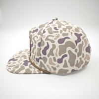 Casquette de baseball sportive ajustable à 5 panneaux en tissu Dobby Oxford Terry avec logo personnalisé, motif camouflage fruité, léopard et pois brodés, fermeture snapback 256