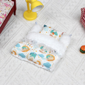4th Gen Baby Bedding Set Blue Checkered Blanket With Flowers For Bubu <b>Doll</b> 10cm Accessories Unisex Youth Toy - Product Image 4
