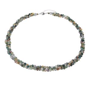 Collier en perles de jade Dongling, chaîne torsadée élégante avec détails en pierres précieuses - Product Image 5