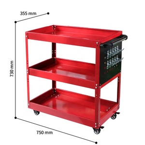 3 raflar ağır iş takımı sepeti programı vagonları endüstriyel çelik alet arabası depolama hizmeti market arabası garaj depo için - Product Image 2