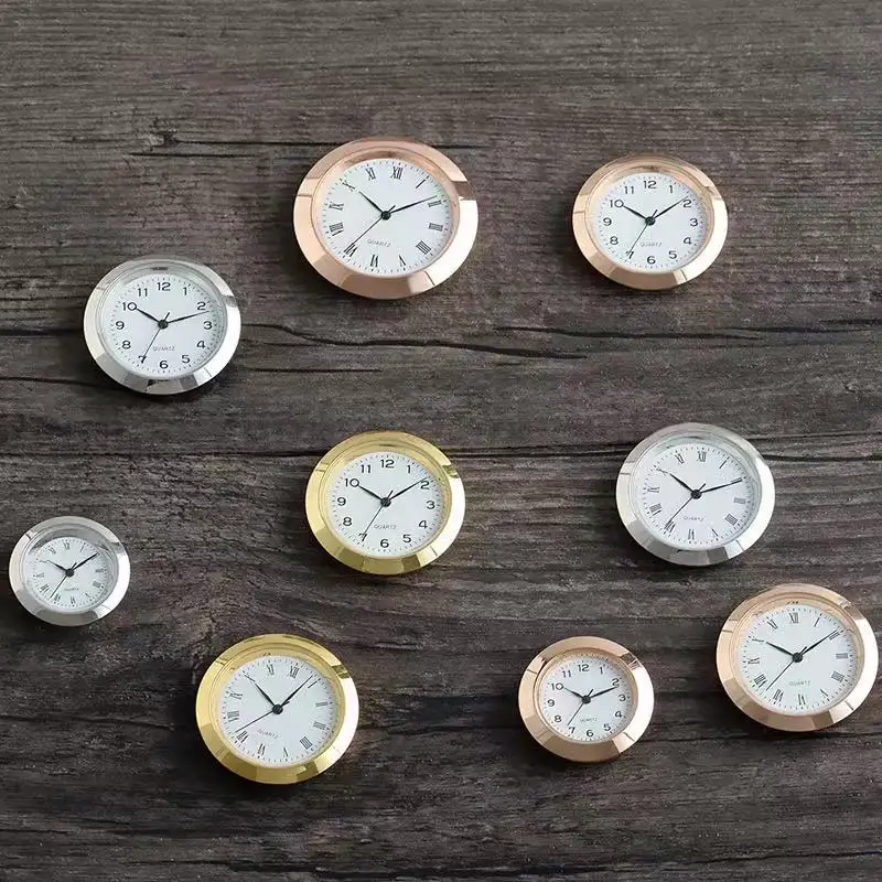 주문 55mm 일본 로즈 금 짜개진 조각 검정 금 DIY 예술 기술을 위한 작은 스테인리스 시계 삽입 책상 36 mm 시계 삽입