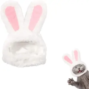 Cute Costume Bunny Rabbit Hat with Ears for Cats & Small Dogs Party Costume Easter Pet Accessory Headwear