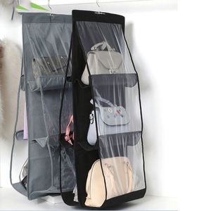 The Best Hanging Purse Organizer Handbag Organizer Homewares Nonwoven 6 Pockets Hanging Closet Storage Bag for Closet - Product Image 1