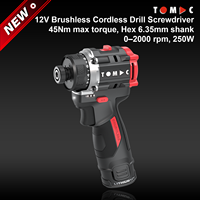 Perceuse-visseuse sans fil TOMAC 12V Brushless 45Nm Hex 6.35mm 250W CE - Maison & Atelier