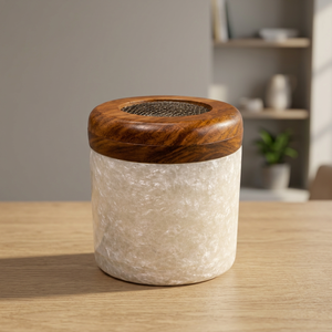 Quemador de Incienso de Resina y Madera con Forma Trenzada Árabe, Ecológico, para Aromaterapia, con Caligrafía Árabe Dorada - Product Image 1