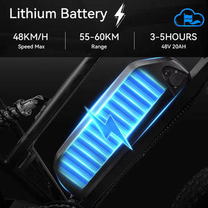YUNQI Armazém UE EUA Estoque Pronto Bicicleta Elétrica G60 1000W Pneus Largos de 20 polegadas Bateria de Lítio Digital 25km/h Sensor para Adultos - Product Image 5