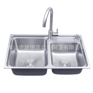 Évier de cuisine double en acier inoxydable 304 F-7241-304 à encastrer, poli, facile à nettoyer - Product Image 2