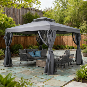 Gazebo moderne facile à assembler, résistant aux rongeurs, 4x4, gazebo extérieur avec <span class=keywords><strong>moustiquaire</strong></span>, <span class=keywords><strong>3x3</strong></span>, en fer, aluminium, métal, toit rigide, gazebo de luxe - Product Image 1