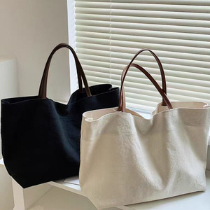 TOP Design Economical Cotton Canvsa Tote Bag Pu Handle Reusable Grocery Canvas Cloth Bags for DIY Advertising Promotion Gift