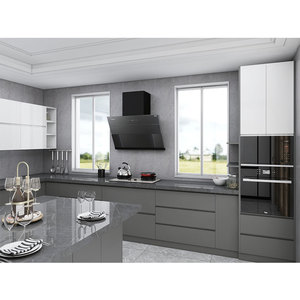 Design di Mobili da Cucina Moderni Lucidi: Base Grigia e <span class=keywords><strong>Pensili</strong></span> <span class=keywords><strong>Bianchi</strong></span> - Product Image 2