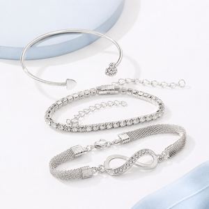Multilayer <b>Infinity</b> Heart <b>Bracelet</b> 3Pcs/Set Full Crystal Peach Heart Open Charm Bangle Unisex Trendy Gift - Product Image 6