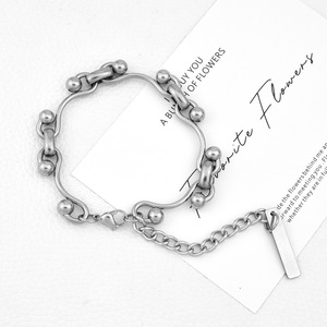 Nueva Pulsera de Cadena de Diseño Sencillo y Popular, de Acero de Titanio Plateado, Estilo Vintage para Mujer, Joyería de Moda al por Mayor - Product Image 4