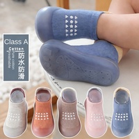 Chaussettes de sol à semelle souple antidérapantes, résistantes aux chocs, respirantes, en coton, mi-mollet, durables, unisexes, pour premiers pas des tout-petits