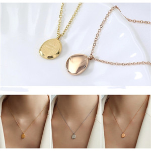 Collana Personalizzabile in Acciaio Inossidabile <span class=keywords><strong>con</strong></span> Ciondolo Ovale Smussato, Catena a Maglie Oro, Argento, Oro <span class=keywords><strong>Rosa</strong></span> - Gioiello Vuoto Incidibile - Product Image 6
