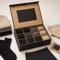 Boîte en carton pliable haut de gamme pour vêtements, chaussettes, sous-vêtements, accessoires, emballage, présentoir, plateau d'insertion, ruban