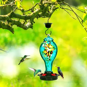 OEM/ODM Outdoor Small Hanging Glass Hummingbird Feeder Square Shape For Attracting Hummingbirds