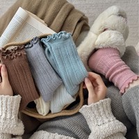 Chaussettes en coton mi-mollet pour femmes, automne et hiver - Couleur unie - Haute qualité pour la protection contre le froid et la chaleur