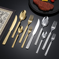 Ensemble de couverts en acier inoxydable de conception européenne, finition miroir dorée, écologique, pour hôtels, restaurants, mariages, durable