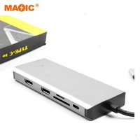 Hub Usb C 12 ports Station d'accueil Type-c 12 en 1 Type C vers 4k Hdmi Vga Usb3.0 Pd Tf lecteur de carte Sd pour ordinateur portable